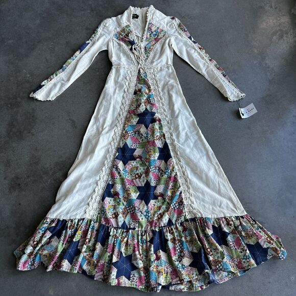 Gunne Sax Dresses & Skirts - Authentic 1960’s vintage patchwork print Black Label Gunne Sax maxi dress XS